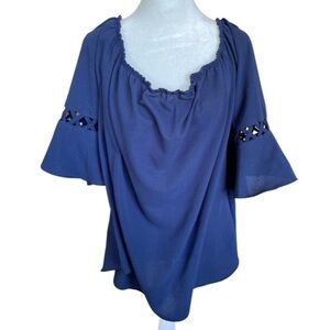 Moa Moa Blue Blouse with arm details
